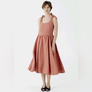 Son de Flor Amelia Linen Dress, Pink, Size Small